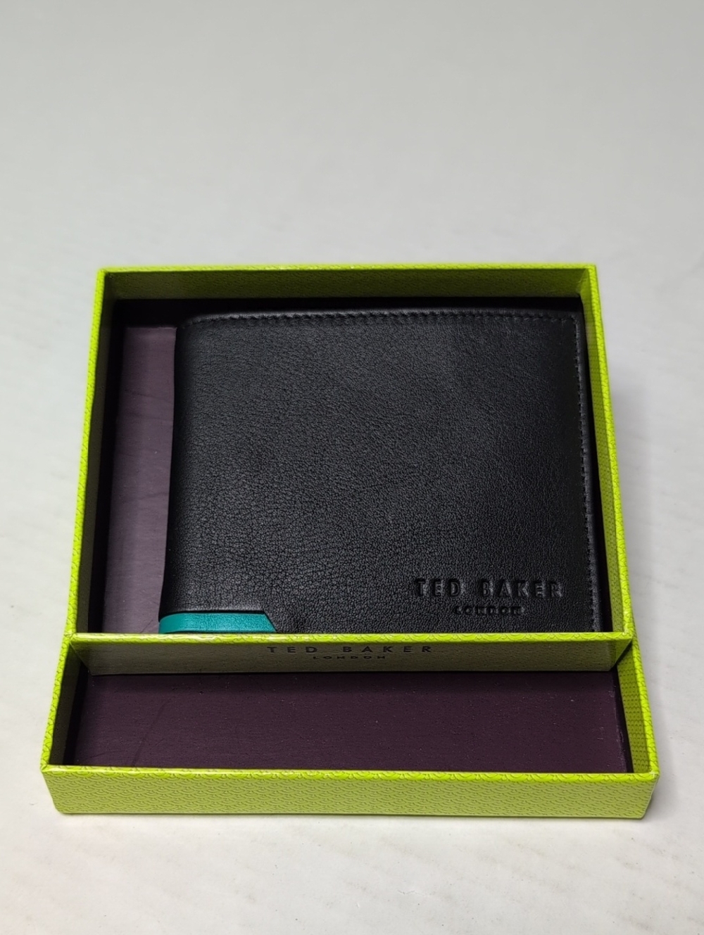NWOT Ted Baker Black Leather Men's Bifold Wallet
